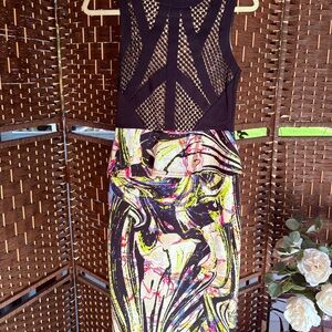 Bebe Black Mesh Detail Dress